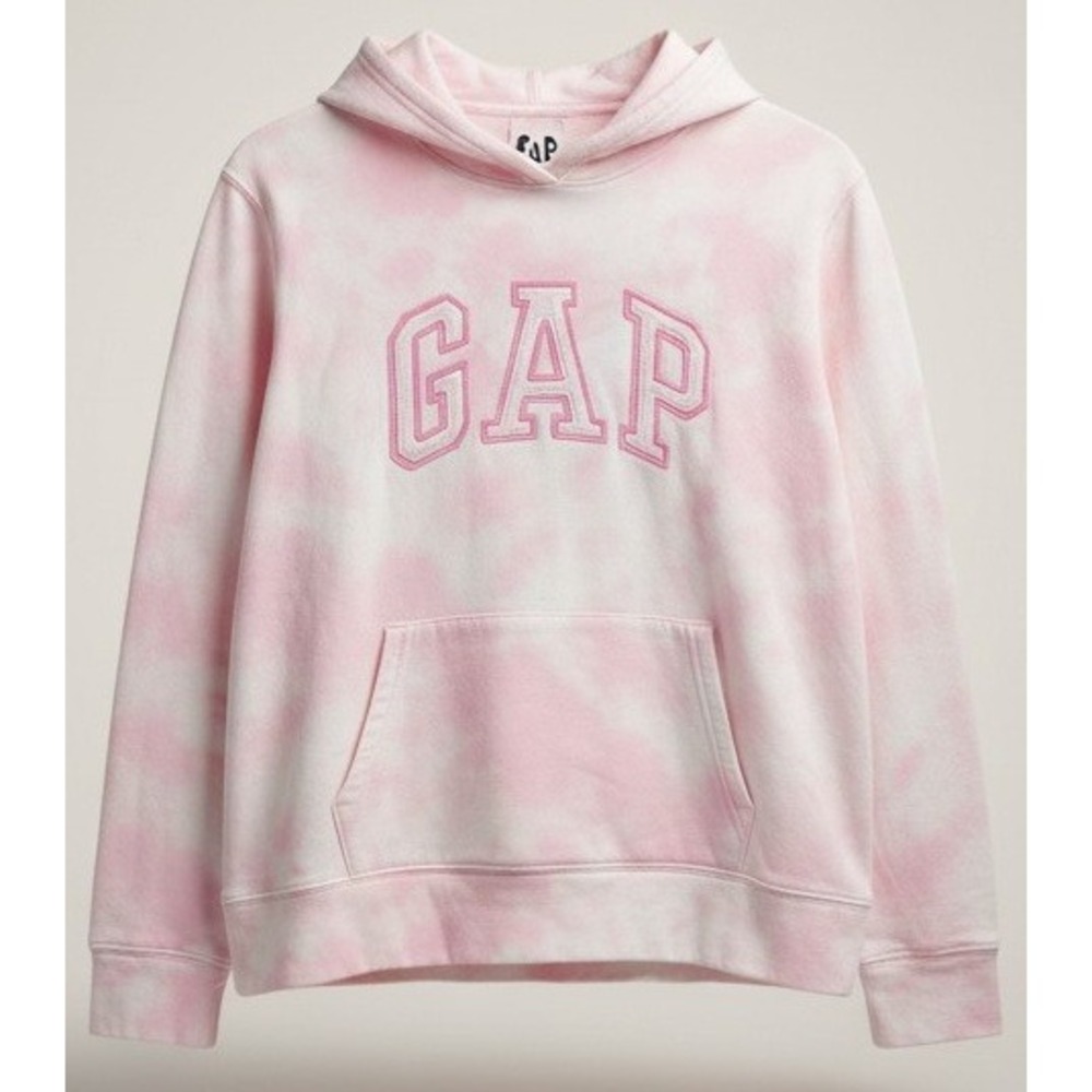 GAP Womens Medium Pink Tie Dye Logo Hoodie Sweatshirt Pullover‎ Hooded Casual